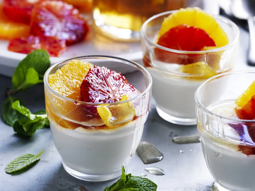 Blood orange and lemon yoghurt cups