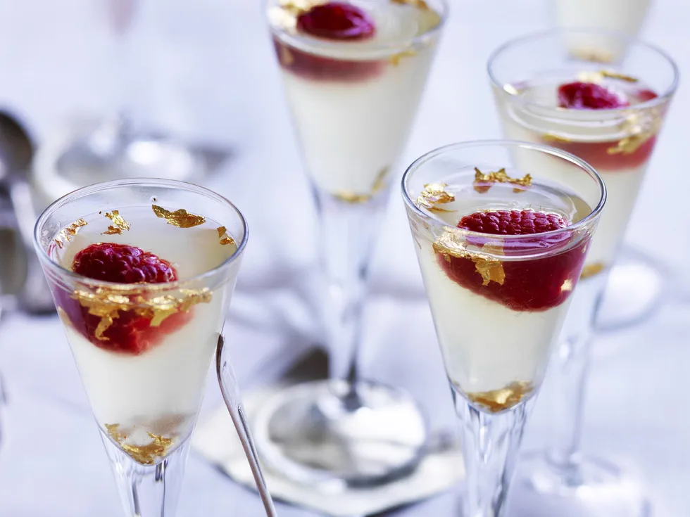 prosecco and raspberry jellies