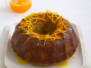 Orange and passionfruit swirl cake