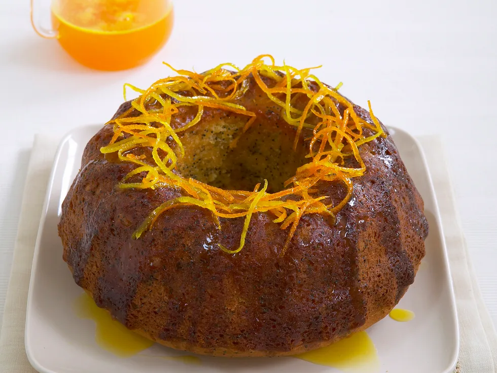 Orange and passionfruit swirl cake