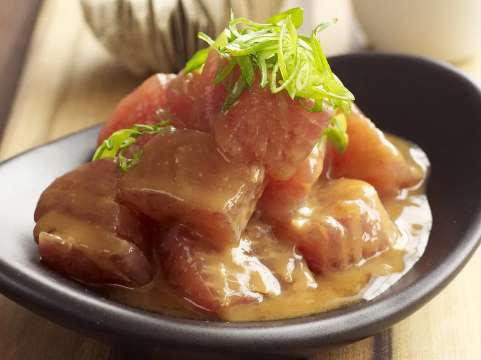 Tuna sashimi salad with miso dressing