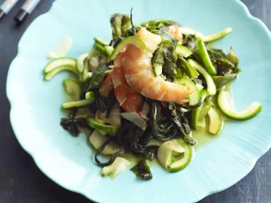 Prawn, cucumber and wakame salad