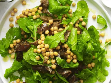 chickpea, rocket and eggplant salad