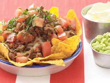 beef and bean nachos