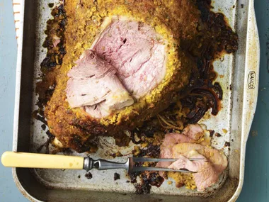 almond harissa roast lamb