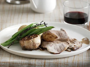 slow roasted beef and garlic with mustard cream