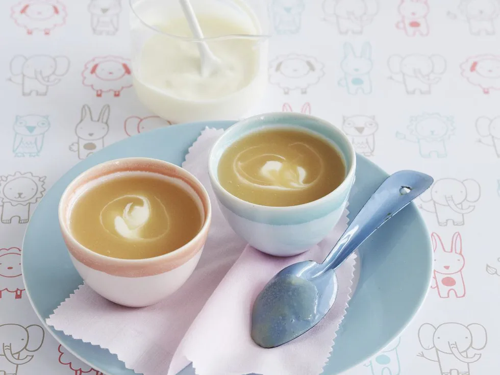 apricot purée with blended rice cereal