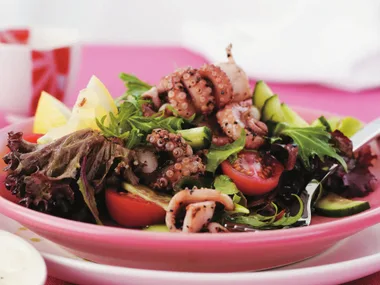 Salt and pepper baby octopus with aïoli