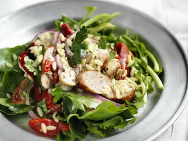 pork chipolata and risoni salad