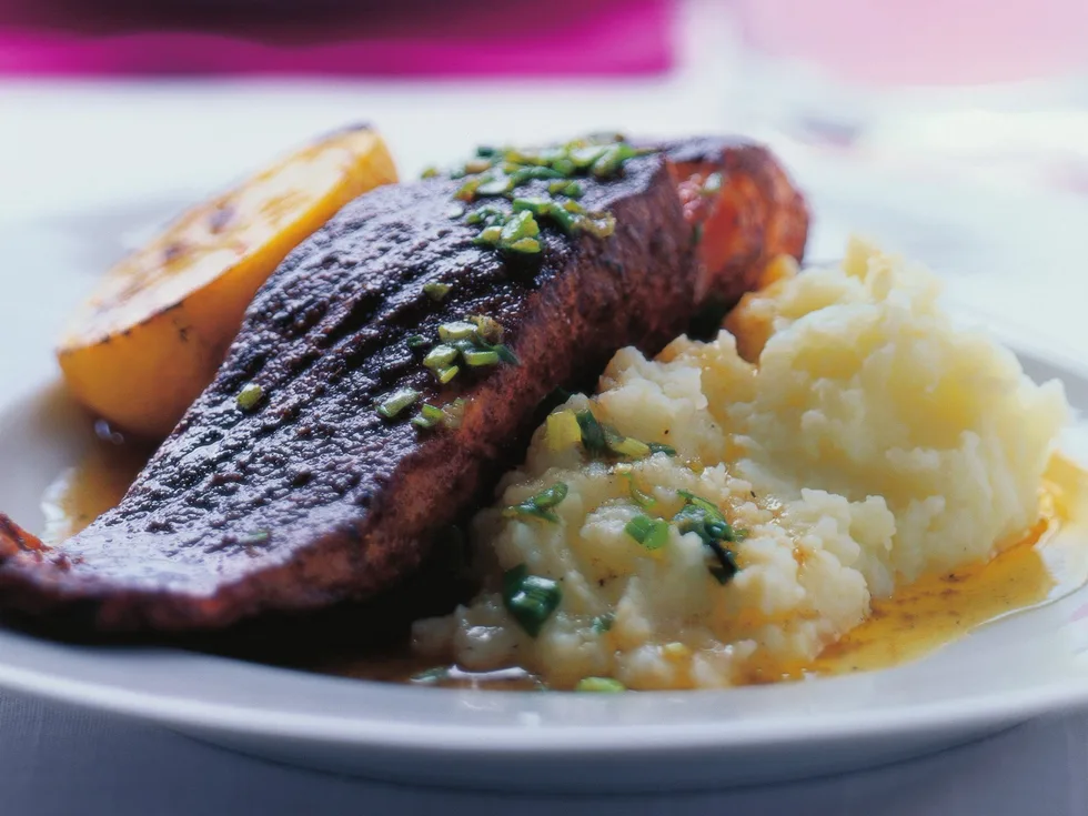 barbecued blackened fish withburnt lemon butter
