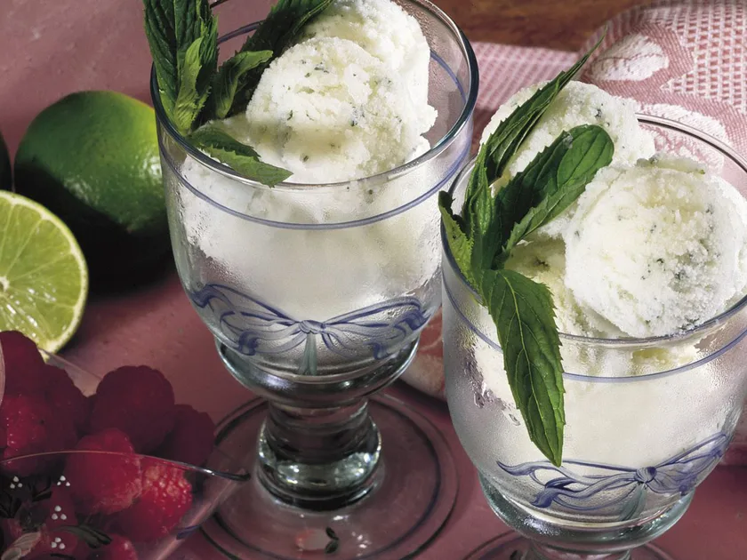 Lemon and mint sorbet