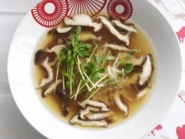 Salmon and shiitake soup