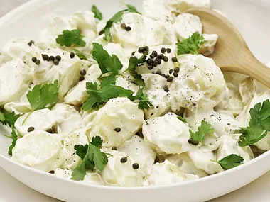 Potato salad with mustard anchovy dressing
