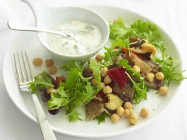 antipasto salad with minted yogurt