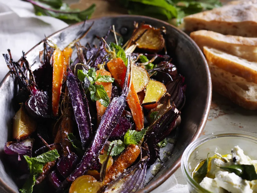 Beetroot and heirloom carrot salad with persian fetta