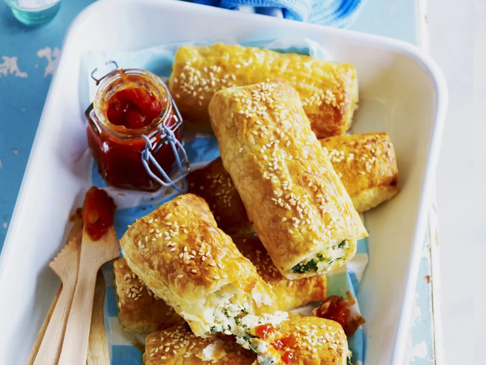 CHICKEN, PRESERVED LEMON & SPINACH SAUSAGE ROLLS