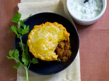 lamb masala pies with raita