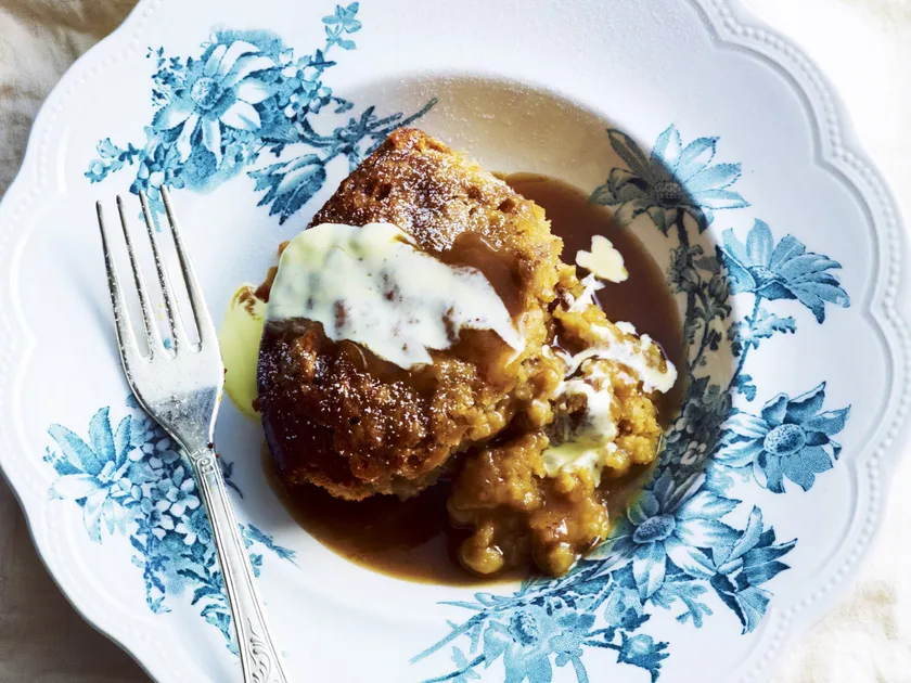 Nutty banana self-saucing pudding