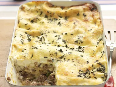 pork, mushroom and sage lasagne