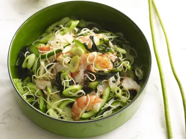 Somen noodle, prawn and cucumber salad