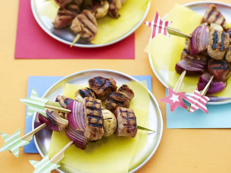 pork and mushroom kebabs