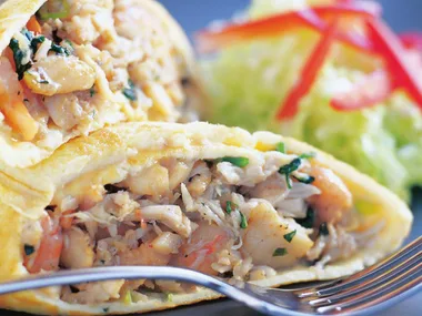 Seafood combination omelette