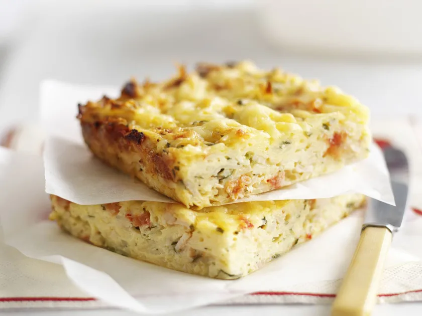 Baked potato, ham and cheese frittata