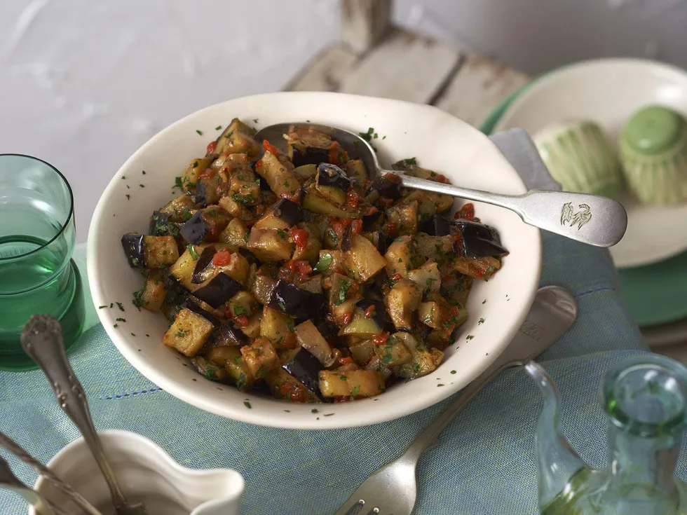 Eggplant and capsicum with preserved lemon