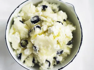 fetta and black olive mash