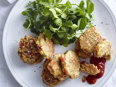 corn fritters with tomato chutney