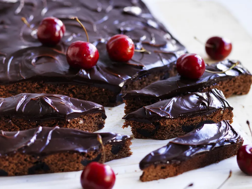 black forest brownies with cherry chocolate ganache