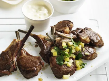 lamb cutlets with chips and lemon aïoli