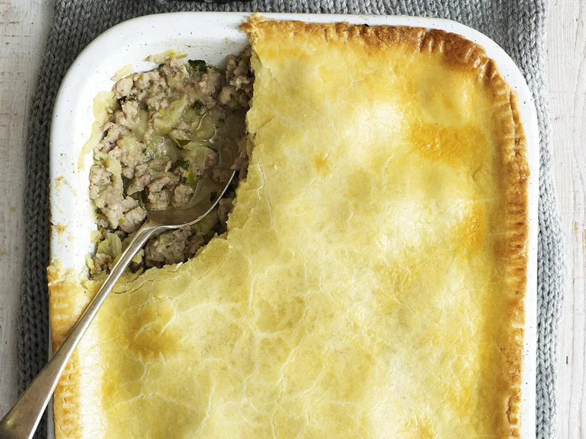 Pork sausage and apple pie