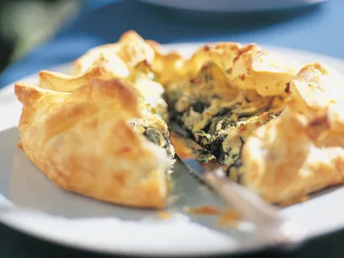 Free-form spinach and ricotta pie