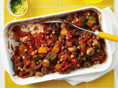 balsamic-roasted ratatouille with chickpeas