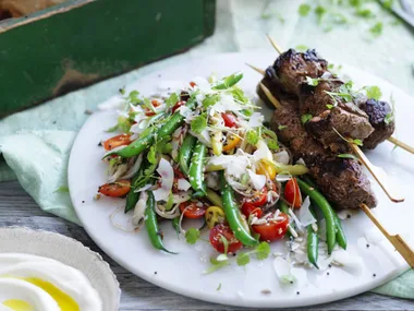 indian-spiced lamb with bean & coconut salad