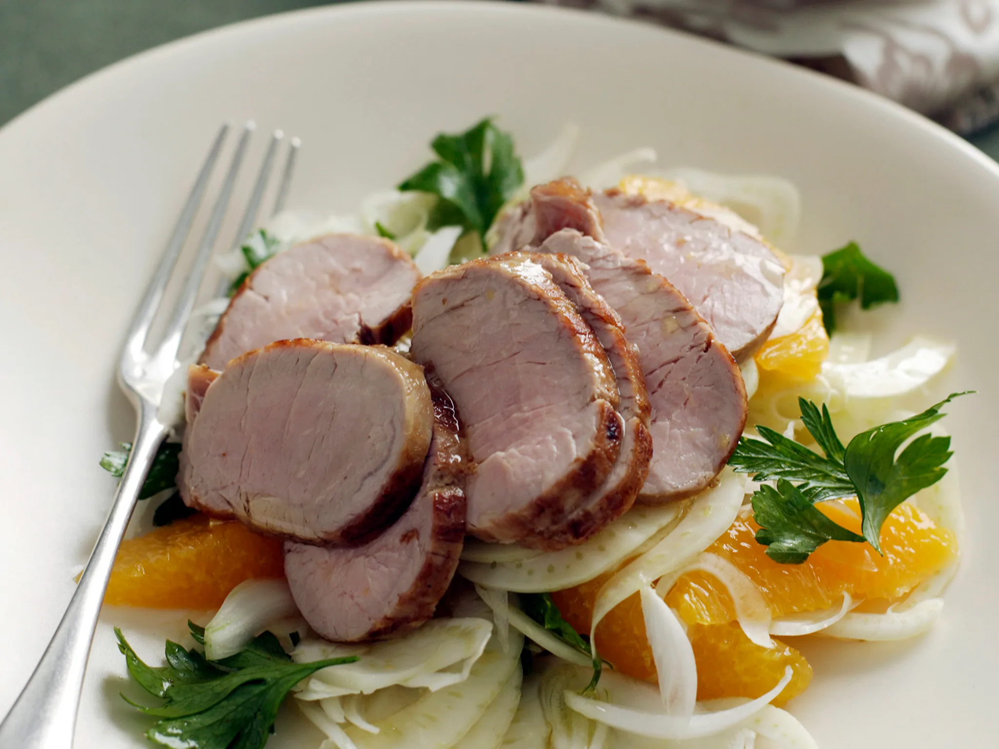 Roasted pork fillets with orange
