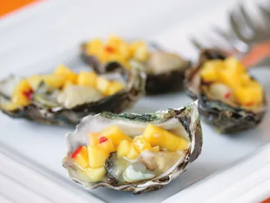 oysters with mango and chilli