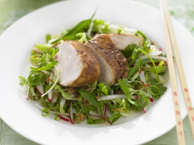 tamarind honey chicken with asian wombok salad