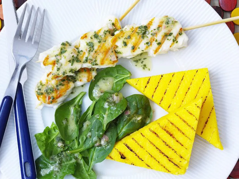 Snapper skewers with tarragon vinaigrette