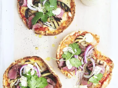 lamb and eggplant pitta pizza