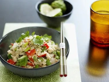 coconut rice with capsicum and coriander