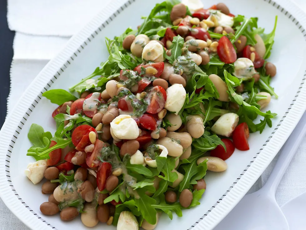 bean salad with creamy basil dressing