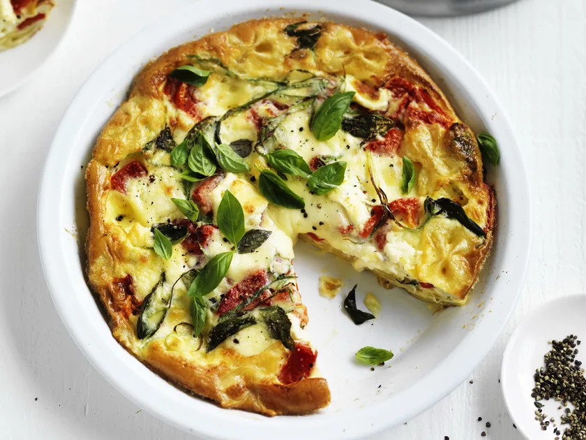 Three-cheese pasta frittata