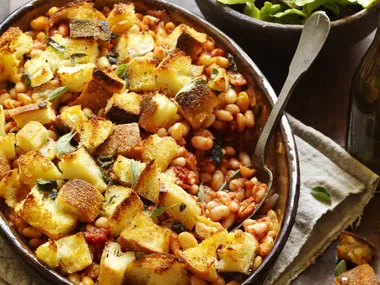 herb-crumbed baked beans