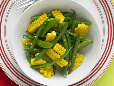 corn, pea and bean stir-fry