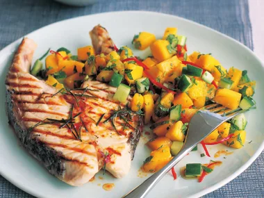 fish cutlets with mango salsa