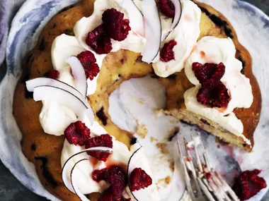 Berry and lime cake WITH WHIPPED COCONUT CREAM