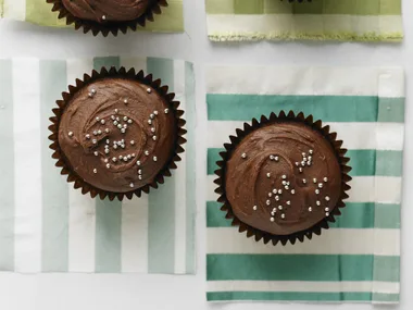 fudge-frosted chocolate cupcakes