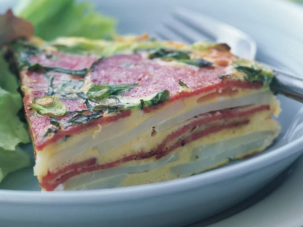 salami, potato and basil